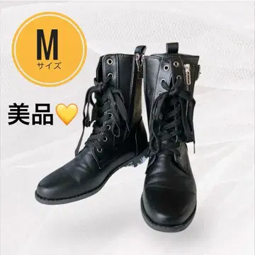 새상품급 로우힐 레이스업 숏부츠 23cm M 사이즈 블랙