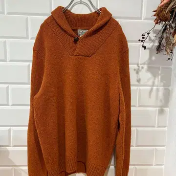 L.L.Bean 울 스웨터 니트 싸개 버튼 오렌지 S 겨울
