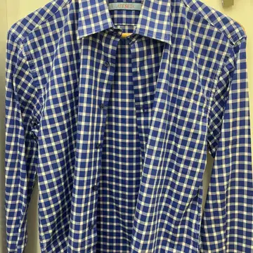 ATESETA 파랑과 화이트 체크 무늬 긴팔 셔츠 아테세타