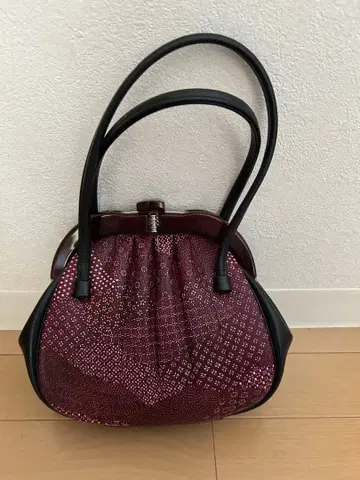 일본 의류용 백 와인 레드 프린트 디자인 기모노용 백 성인식