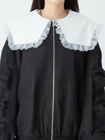 Ank Rouge 튤 리본 블루종 블랙