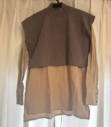 CLANE 레이어드 니트 블라우스