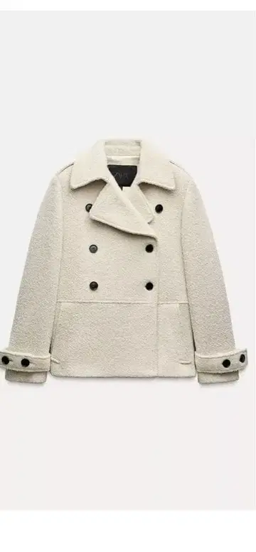 ZARA 아이보리 울 혼방 부클 코트 COLLECTION 사이즈 L