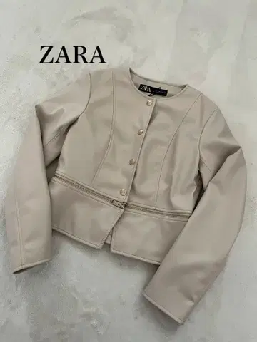 ZARA 베이지 가죽풍 자켓 M