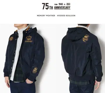 VAN JACKET 자켓 75주년 기념 와펜 후디드 블루종