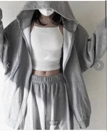 YACA 오버 사이즈 빅 사이즈 그레이 지퍼 맨투맨 후드티