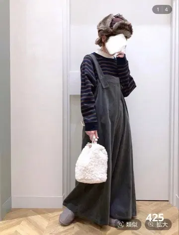 새상품급 스튜디오 클립 코듀로이 카키 오버롤