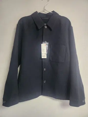 유니클로 더블 페이스 셔츠 자켓 네이비 L 새상품