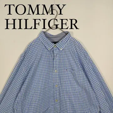 TOMMY HILFIGER 버튼 다운 셔츠 파랑 체크 L