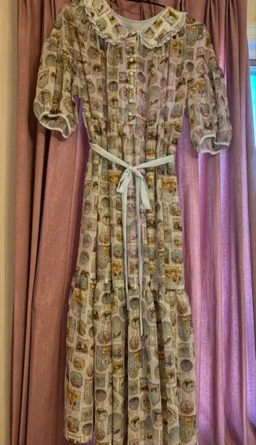 yukiemon 달력 패턴 원피스 속치마 없음