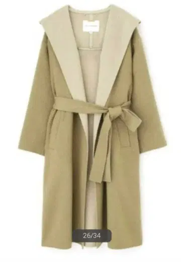 질바이 올리브 그린 후드 부착 롱 코트, 라이트 커버 후드 코트