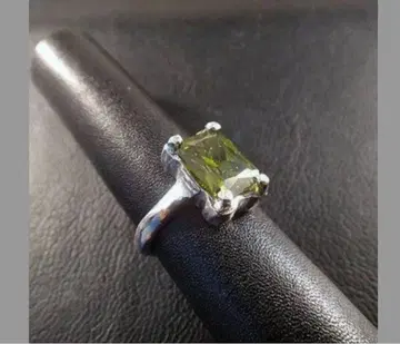 올리브 그린 CZ 큐빅 지르코니아 볼록 반지 Silver 925