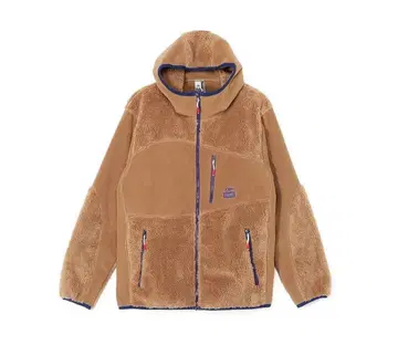 브라운 플리스 자켓 후드 부착