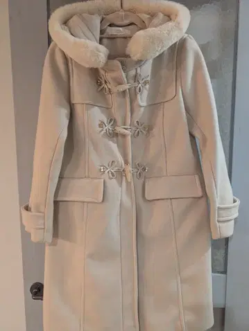 tocco closet 후드 부착 더플 코트 핑크 베이지