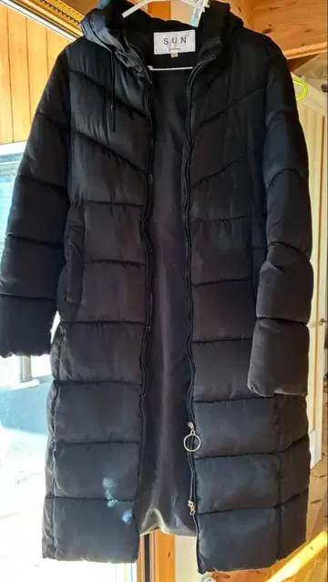 SUN 블랙 롱 다운 자켓 LL