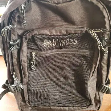 BYMOSS 블랙 메쉬 포켓 부착 백팩