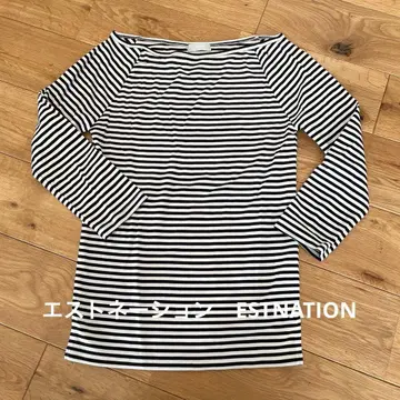 ESTNATION 블랙 화이트 스트라이프 T셔츠 M