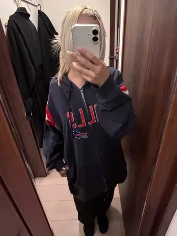 NFL BILLS 네이비 풀 지퍼 후드티 L