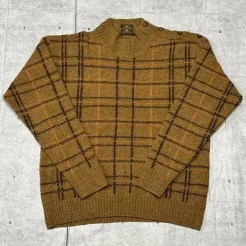 새상품급 AIGLE 어깨 버튼 체크 울 니트 스웨터 에이글