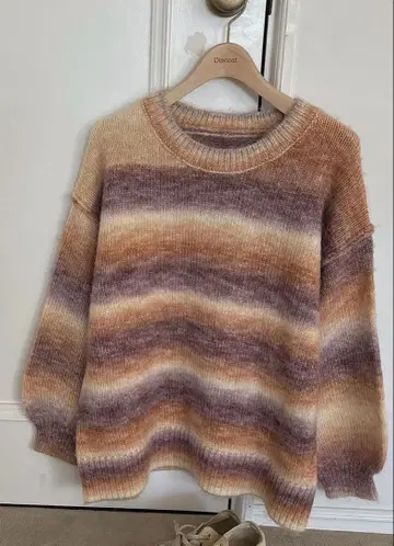 택 포함 새상품 DISCOAT 멀티 컬러 스트라이프 니트