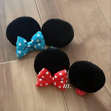 디즈니 미니 헤어핀 스카이블루 빨간색 세트 귀