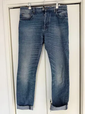 라이트 블루 데님 청바지 별 모양 자수