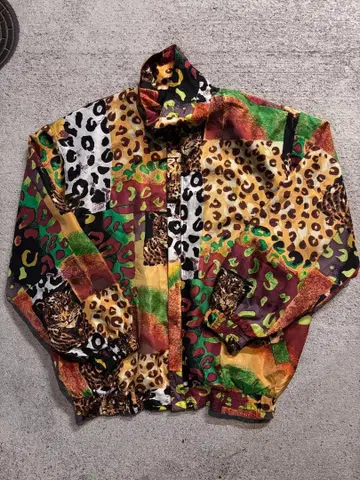 80'vintage leopard zip jacket y2k