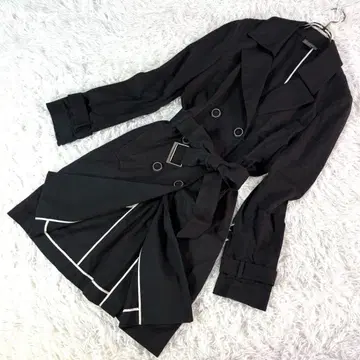 클래식 앙티에 트렌치코트 [M] 블랙 스트레치 벨트 포함