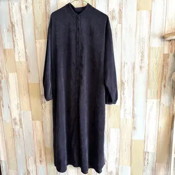 다크 그레이 롱 셔츠 원피스 코듀로이