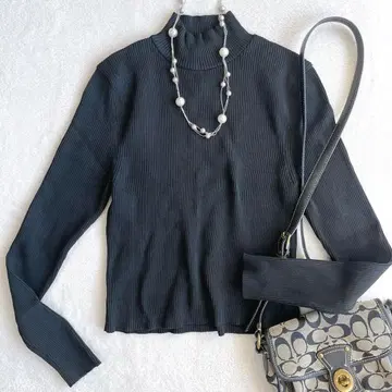 ZARA 크롭 리브 티셔츠 하이넥 심플 Y2K 타이트 M