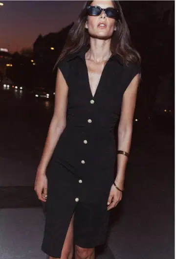 ZARA 피케 셔츠 타이트 원피스 블랙