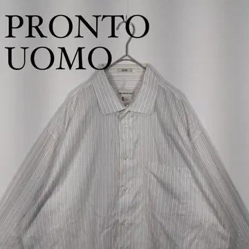 PRONTO UOMO 스트라이프 긴팔 와이셔츠 XL 논아이론