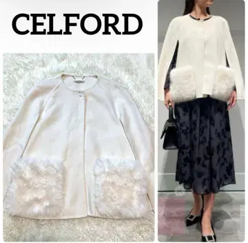 24AW 셀포드 CELFORD 퍼 포켓 케이프 자켓 화이트