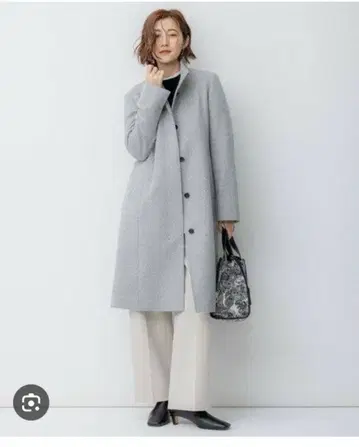 23구 고급 울 스탠드 카라 코트