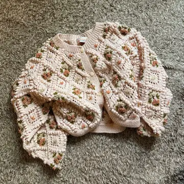 자수 니트 가디건