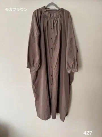 새상품급 SETTEN 브라운 가는 코듀로이 코튼 긴팔 셔츠 원피스