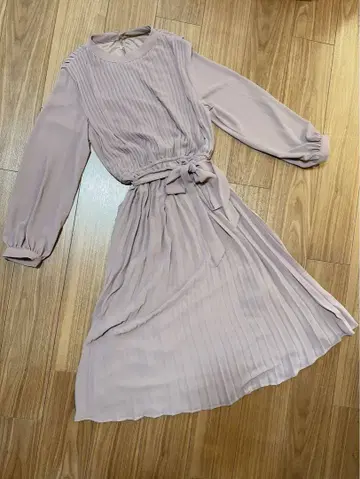 EMMAJAMES 플리츠 원피스 보라색 핑크