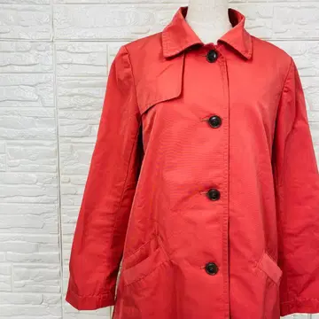 두클라쎄 트렌치코트 S 코랄 레드 안감 올 패턴 [ 2643-29 ]