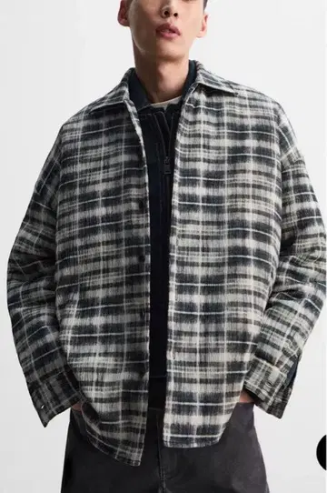 ZARA 자라 남성용 퀼팅 충전솜 셔츠 자켓 XL 체크 무늬