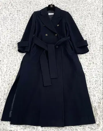 에트레토쿄 사이드 슬릿 롱 코트 체스터 코트 네이비 M