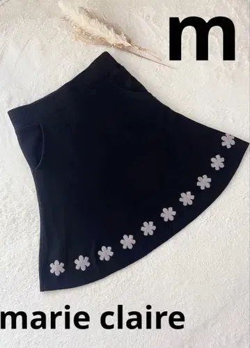 마리끌레르 골프 여성용 니트 스커트 꽃무늬 와펜