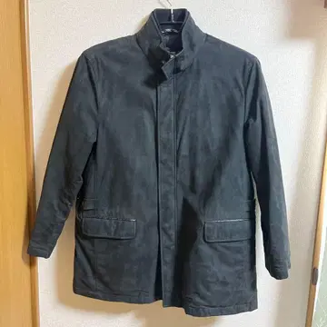 블랙 스웨이드풍 스텐카라 코트