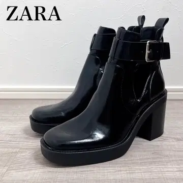 ZARA 사이드 벤트 앵클부츠 블록힐 24.5 EU38