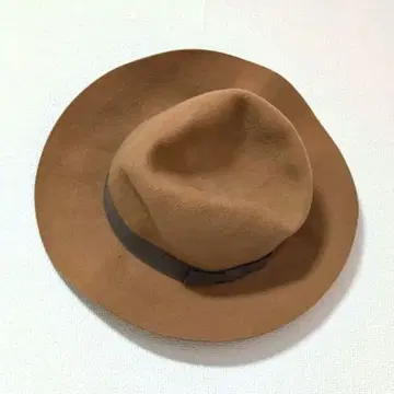브라우니 재팬 와이드 챙 모자 리본 모 100% 울 카멜 브라운
