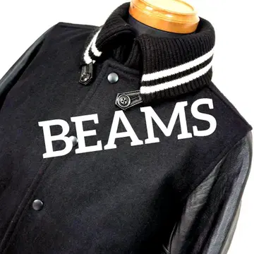 es20 BEAMS 바시티 자켓 블랙 램 가죽 x 울 남성용 S