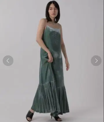 원가 7만 Chaos 카오스 실크 100% 벨벳 롱 그린