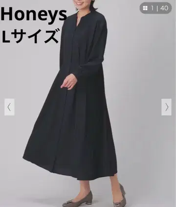 사이드 플리츠 원피스 네이비 L 사이즈 루즈핏