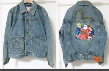 EVISU 에비수 춘화와 갈매기 자수 데님 자켓 G M