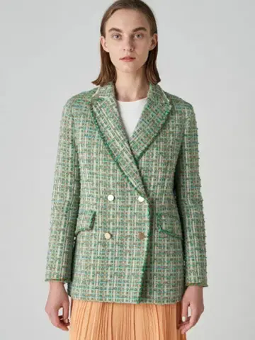 BALLSEY 믹스 트위드 프린지 테일러드 자켓