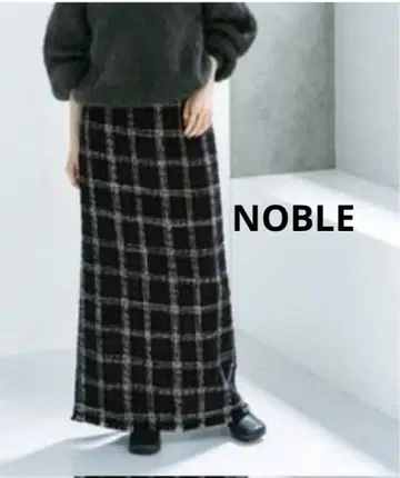 체크 트위드 타이트 스커트